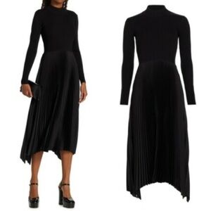 Ellie Tahari Black Long Sleeve Pleated Dress Size XL